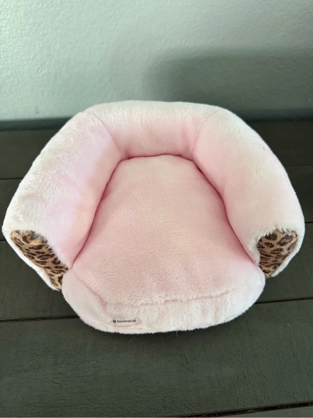 American Girl Light Pink Plush Kids Lounge Chair with Leopard Print Accents